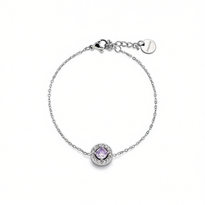 สร้อยข้อมือคริสตัล Amy Amy เงินแท้ 925 ชุบโรเดียม ประดับเพชรแบบ Bezel Setting สำหรับผู้หญิง สวมใส่ได้ทุกวัน - Product Image 1