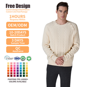 Customized High-quality Embroidery Logo <b>Jumper</b> Winter Cable Knitted Casual <b>Pullover</b> Long Sleeve 100% Cotton Sweater for Men - Product Image 2