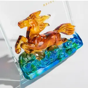 Luxury Custom Glass Horse Trophy K9 Crystal Sculpture Blank Engraved Sports Awards Horse Racing Trophies For Anniversary Gift