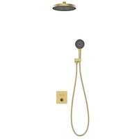 Robinet de douche mural thermostatique encastré en laiton, mitigeur carré effet pluie, finition brossée, usage hôtelier, poignée unique, moderne Citec