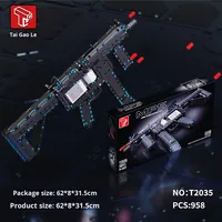 T2035-36 Jouet pour garçons, Blocs de construction à assembler, Fusil MP5, Mitraillette Gatling, en plastique ABS, Éducatif
