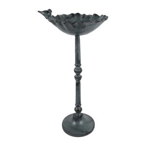 Vasca per uccelli in metallo con decorazione a forma di uccello su fiore, per giardino, cortile, uso esterno, decorazione per cortile anteriore o posteriore - Product Image 5