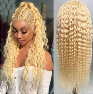 Vente en gros 13x4 pleine dentelle vague de corps avant perruque <span class=keywords><strong>blonde</strong></span> couleur transparente dentelle frontale perruque haute densité sans colle 613 perruque de cheveux humains - Product Image 2
