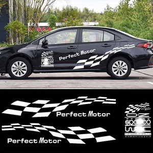 4PCS Décalcomanies universelles en vinyle pour carrosserie de voiture de style course Personnalité à carreaux Personnalité Rally Stripes <span class=keywords><strong>Stickers</strong></span> - Product Image 3