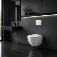WC mural en céramique avec glaçure antibactérienne et réservoir encastré, système de chasse double économiseur d'eau, équipement sanitaire pour salle de bain
