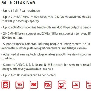   Enregistreur de caméra IP 4K 64CH NVR DS-9664NI-M8 avec compression H.265 pour les écoles, les usines et les hôpitaux - Product Image 1