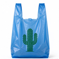 Sac de courses en plastique jetable bleu avec logo personnalisé et motif végétal unique pour supermarchés sur le marché africain