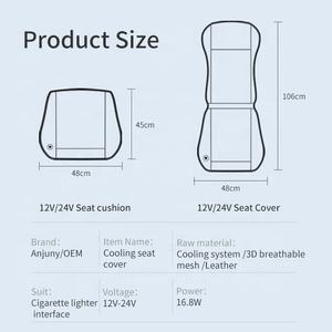เบาะนั่ง3D ตาข่ายกลวงสำหรับ<span class=keywords><strong>รถยนต์</strong></span>-ระบายความร้อนได้อย่างรวดเร็วระบายอากาศและอุณหภูมิอัจฉริยะ12V/24V อเนกประสงค์สำหรับรถยนต์/รถบรรทุก - Product Image 2
