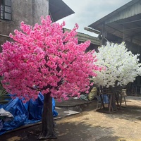 Pohon Sakura Jepang Buatan Ramah Lingkungan 3m, Warna Pink Tua, Bahan Fiberglass, Dekorasi Dalam Ruangan Mewah Modern