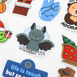 Custom Printed Logo Reusable Waterproof Adhesive Vinyl Die Cut Stickers Cartoon Style for Promotions