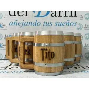 Taza de Barril de Roble de 700ml con Interior de Aluminio Ecológico, con Tapa y Pajita para Cerveza, Agua, Licores y Refrescos - Product Image 4