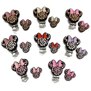 Nuevo Juguete de Dentición para Bebés, Cuentas de Silicona de Grado Alimenticio, Certificación CE, Diseño de Dibujos Animados Mickey Minnie con Estampado de Leopardo, Accesorios de Joyería de Juguete Suave - Product Image 3