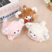 En gros, Porte-clés pendentif mignon en peluche de mouton avec nœud papillon, personnalisable avec logo OEM, peluche douce, mascotte du zodiaque agneau, jouet en peluche pour cadeau
