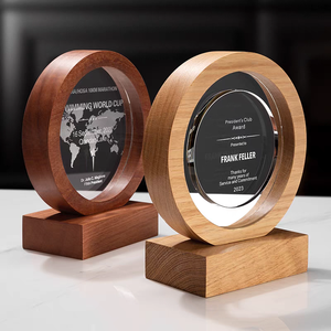 Trofeo de cristal marrón de alta calidad, trofeo de madera de cristal artesanal - Product Image 3