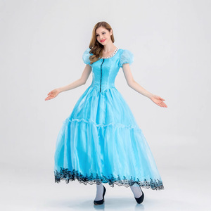 Robe tablier vintage bleue et blanche - Costume classique style Lolita avec tablier pour <span class=keywords><strong>femme</strong></span>, tenue <span class=keywords><strong>de</strong></span> conte <span class=keywords><strong>de</strong></span> <span class=keywords><strong>fées</strong></span> pour tea-party - Product Image 2