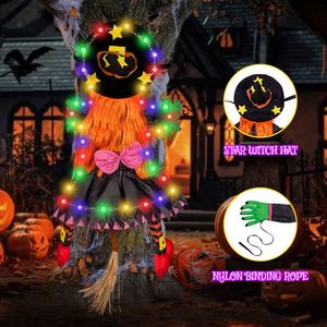 <span class=keywords><strong>De</strong></span> Long Cross-border Halloween <span class=keywords><strong>Sorcière</strong></span> qui s'agrippant d'un coup <span class=keywords><strong>de</strong></span> main à l'arbre, cheveux orange lumineux, sangles réglables, piles AA, décoration colorée en plastique - Product Image 3