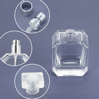 Flacon de parfum en verre transparent de luxe, personnalisé, populaire, carré, épais, avec pulvérisateur, 100 ml, vente en gros