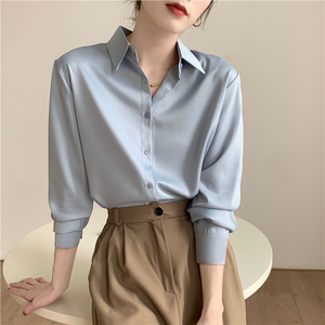 Blusa de Satén de Manga Larga para Mujer, Camisa Premium para el Trabajo, a la Moda - Product Image 4
