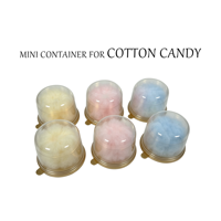 Contenant en gros jetable pour barbe à papa doré, en PET de qualité alimentaire, mini-boîte ronde en plastique pour gâteaux et bonbons avec couvercle transparent