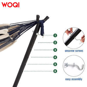 Hamaca Resistente Woqi con Estructura Metálica y Algodón para Adultos, Capacidad de 250 Libras, Fácil de Montar, Ideal para Camping y Senderismo - Product Image 1