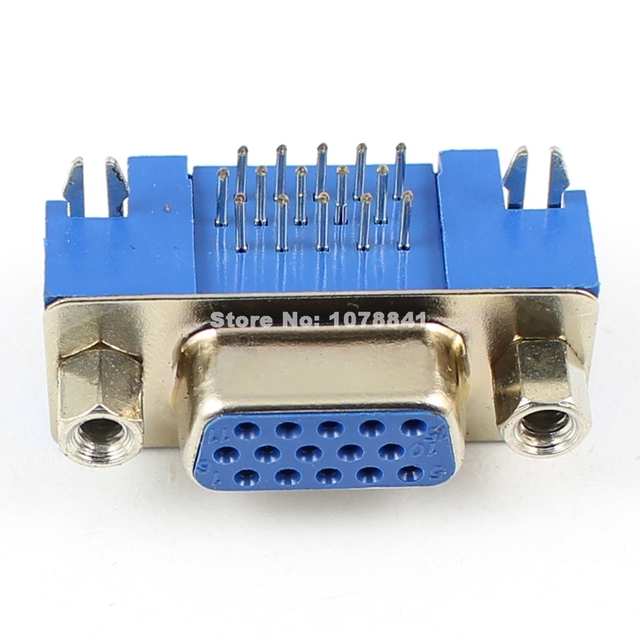 D-SUB 15 Pin Right Angle Female VGA PCB Connector 3 Rows Type 3.08