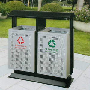 Contenedor de Reciclaje para Exteriores, Contenedor Rectangular de Acero Galvanizado para Clasificación de Residuos, 920x360x1000mm - Product Image 1