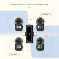 Microphone Lavalier Sans Fil Omnidirectionnel Quatre-en-Un J99Pro avec Affichage Numérique et Connecteurs Type-C et Lightning pour Studio et Diffusion en Direct