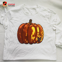 Nouveaux Patchs Halloween Écologiques 2026 : Grand Patch Brodé en Chenille à Paillettes Personnalisé Citrouille à Thermocoller pour Vêtements