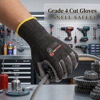 Gants de sécurité résistants aux coupures SNELL Grade 4 HPPE, paume enduite de PU, résistants à l'abrasion, pour les travaux de construction et d'ingénierie