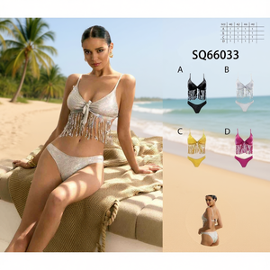 HDJ One Piece Swimsuit <b>Plus</b> <b>Size</b> Deep V Neck Tassel Crop <b>Top</b> Solid Color Women Swimwear Beachwear 40 42 44 46 - Product Image 4