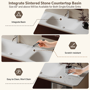 Mueble de Baño Moderno de Lujo con Lavabo Doble, Mueble Independiente con Gabinete de Madera Sólida - Product Image 5