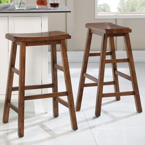 SINTERIOR WALNUT BAR <b>STOOL</b> 53CM SADDLE SEAT SOLID WOOD COUNTER <b>STOOL</b> MINIMALIST WOODEN <b>ISLAND</b> CHAIR MODERN <b>KITCHEN</b> DINING ROOM F - Product Image 2