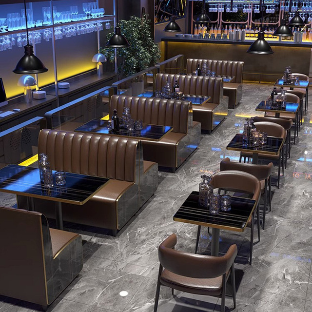 Solid Wood Bar Table and Chair Set Modern Design Commercial Use for Restaurants Coffee Shops Bars Pubs Milk Tea Shops Ome