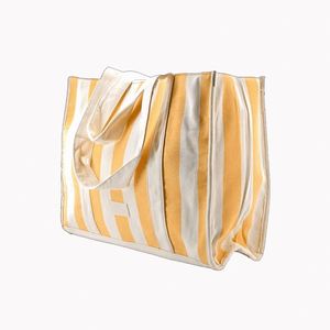 BSCI Factory Summer Strip Canvas Printing Traveling Tote Bags Portable Large Capacity Fashionable <b>Custom</b> Logo Women Tote Bag - Product Image 4