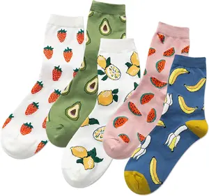 Werbeartikel günstige Sockenpackung für Mädchen Damen neues Design niedliche Figuren Baumwolle lustige Karikaturen Crew-Damensocken