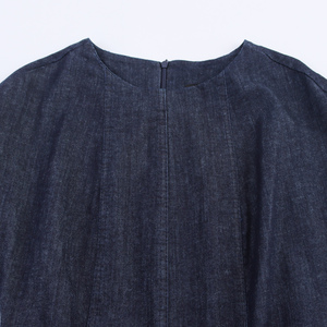 Abito <span class=keywords><strong>Lungo</strong></span> in Denim <span class=keywords><strong>Blu</strong></span> Scuro <span class=keywords><strong>con</strong></span> Collo Tondo e <span class=keywords><strong>Spacco</strong></span> Posteriore, Casual e alla Moda per l'Estate, <span class=keywords><strong>con</strong></span> Cintura per Donna - Product Image 3