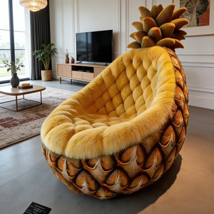 เก้าอี้บีนแบ็กทรงสับปะรด ดีไซน์ผลไม้สุดสร้างสรรค์ เฟอร์นิเจอร์ห้องนั่งเล่น ผ้าพลัฌนุ่มสบาย สำหรับเด็ก - Product Image 5