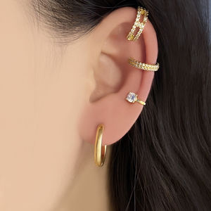 Foxi Aretes модные ювелирные изделия 14 мм 16 мм 18 мм антиаллергические 18k позолоченные серьги-кольца наборы - Product Image 6