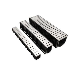 Canale di scarico in plastica a forma di U nero leggero e resistente da 1000mm con coperchio in acciaio inossidabile - Product Image 6