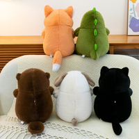 Coussin en peluche personnalisable en forme de chien ou de chat noir, jouet animal en peluche avec fermeture éclair dorsale et rembourrage amovible pour le soutien au sommeil et la literie