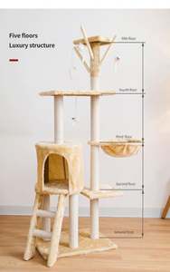 Kinghon - Torre para Gatos de Madera Moderna y Alta, de Color Gris, de Piso a Techo, con Múltiples Niveles - Product Image 6