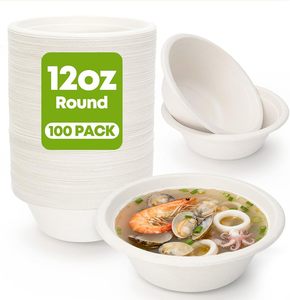 Tazón Redondo Biodegradable y Compostable de Caña de Azúcar de 32 oz con Tapa, en Oferta - Product Image 1