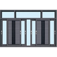 Ventana Corredera de Aluminio con Marco Ultrafino, Diseño de Rejilla Impermeable, Tamaño Personalizado, Vidrio Insonorizado y Resistente a la Humedad para Edificios