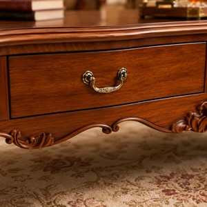 Amerikanischer Vintage-Couchtisch aus Geschnitztem Holz, Luxuriöser Mid-Century <span class=keywords><strong>Modern</strong></span> Langlebiger Handgefertigter Massivholz-Wohnzimmertisch - Product Image 4