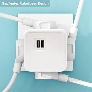 ปลั๊กพ่วงแบบพกพา รุ่นโมเดิร์น 16A 4 ช่องเสียบแบบ EU พร้อมพอร์ต USB คู่ ป้องกันไฟกระชาก สำหรับใช้ในบ้าน มาตรฐาน GS - Product Image 2