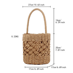 Hot Bán Phong Cách Dệt Mây Xô Túi Mùa Hè Rơm Vai Tote Cho Phụ Nữ Của Thời Trang Bãi Biển Kỳ Nghỉ Nhìn - Product Image 6