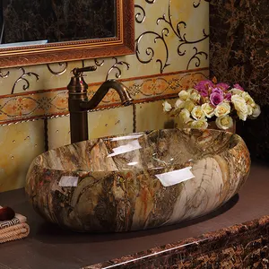 Роскошная сантехника chaozhou новый дизайн элегантная столешница раковина для ванной керамическая мраморная раковина