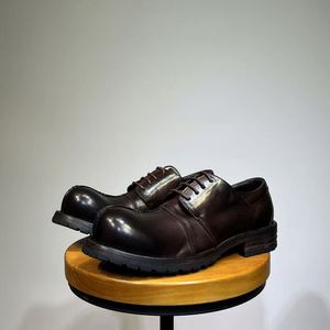 Chaussures Derby décontractées pour hommes en cuir de cheval, style vintage, avec tête de Mickey, cousu Goodyear, pour affaires, style britannique, montantes, hiver et automne - Product Image 2