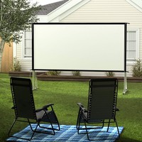 Écran de projection portable 16:9 pour extérieur, pliage rapide, avant et arrière, 120'', cadre en aluminium PVC, étui de transport