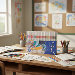 Set di Pennarelli per Acquerello Basic Hobby, 80 Colori, Asciugatura Rapida, per Disegno Artistico - Product Image 1